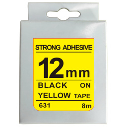 VF-CINTA ROTULADORA 12MM X 8M BLACK/YELLOW FUERTE