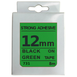 VF-CINTA ROTULADORA 12MM X 8M BLACK/GREEN FUERTE