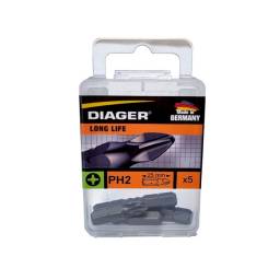 DIAGER-PACK DE 5 PUNTAS PHILLIPS - PH2 - DE 25 MM